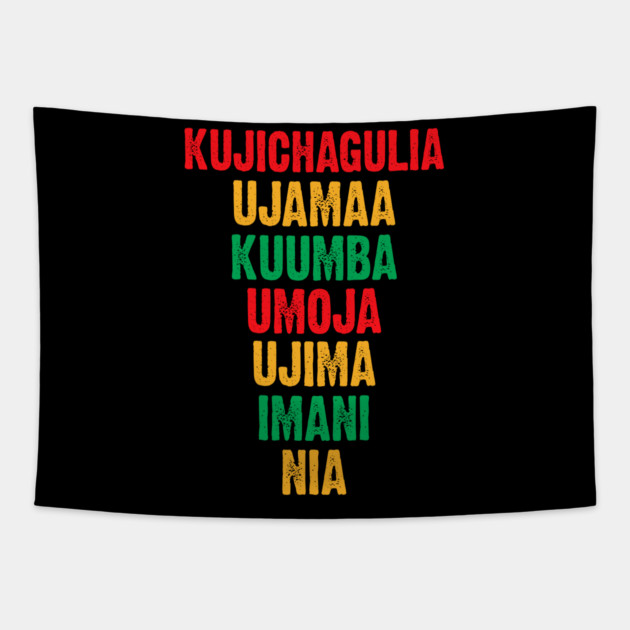 The Seven Principles of Kwanzaa Tapestry by UrbanLifeApparel
