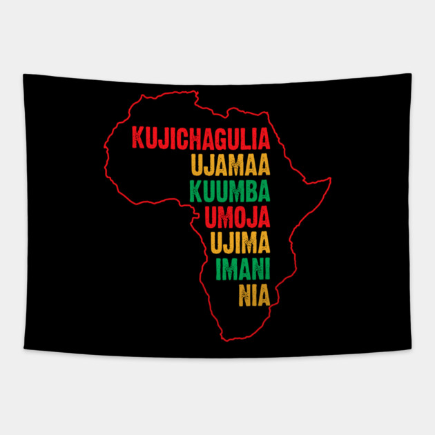 Have a Happy Kwanzaa, The Seven Principles of Kwanzaa Tapestry by UrbanLifeApparel