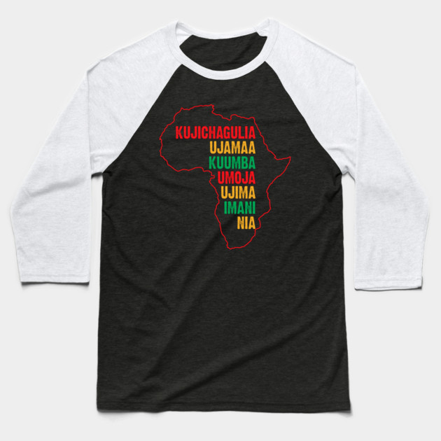 Have a Happy Kwanzaa, The Seven Principles of Kwanzaa Baseball T-Shirt by UrbanLifeApparel