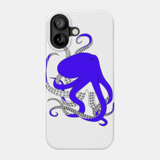 Blue Octopus, hand drawn illustration Phone Case
