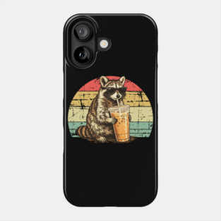 Raccoon-Drinking-Iced-Coffee Phone Case