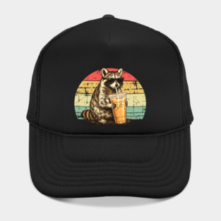 Raccoon-Drinking-Iced-Coffee Hat