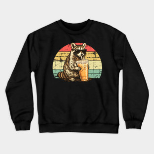 Raccoon-Drinking-Iced-Coffee Crewneck Sweatshirt