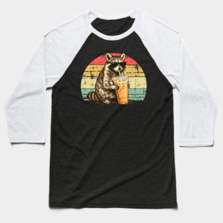 Raccoon-Drinking-Iced-Coffee Baseball T-Shirt