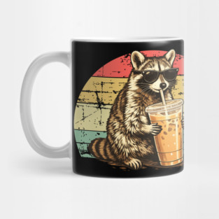 Raccoon-Drinking-Iced-Coffee Mug