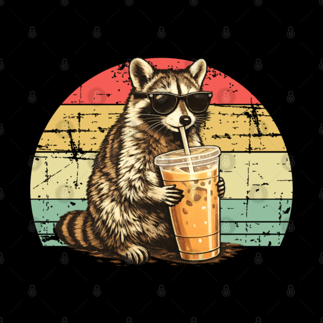 Raccoon-Drinking-Iced-Coffee by BlackMeme94