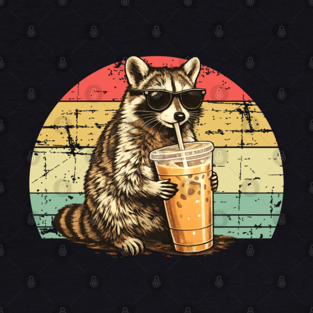 Raccoon-Drinking-Iced-Coffee by BlackMeme94