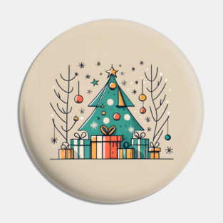 Christmas Tree with Presents Drawing Pin