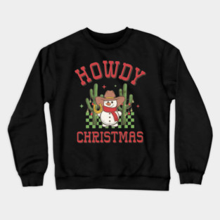 Howdy Christmas Retro Groovy Cowboy Snowman Western Funny Crewneck Sweatshirt