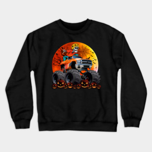 Skeleton Monster Truck Moon Candy Toddler Boys Halloween Kid Crewneck Sweatshirt