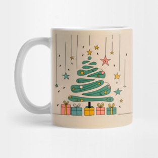 Modern Christmas Tree Minimalistic Drawing Mug