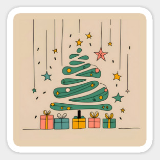 Modern Christmas Tree Minimalistic Drawing Sticker