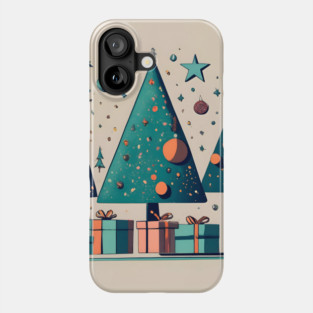 Modern Christmas Trees With Presents Drawing Phone Case