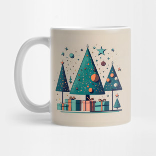 Modern Christmas Trees With Presents Drawing Mug
