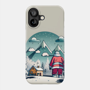 Christmas Santa Claus Winter Landscape Drawing Phone Case