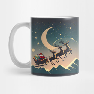 Santa Claus in sleigh with reindeers Minimalistic Drawing Mug
