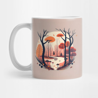 Autumn Forest Minimalistic Drawing Mug