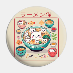 Ramen and cats Pin