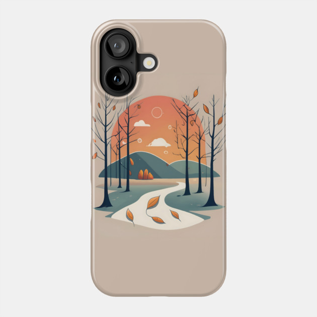 Autumn Forest Minimalistic Drawing Phone Case by PatricksArt