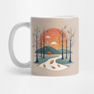 Autumn Forest Minimalistic Drawing Mug