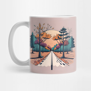 Autumn Forest Minimalistic Drawing Mug