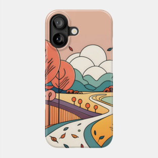 Autumn Landscape Minimalistic Drawing Phone Case