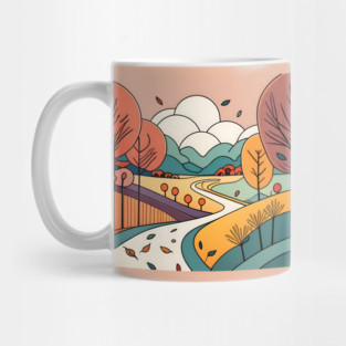 Autumn Landscape Minimalistic Drawing Mug