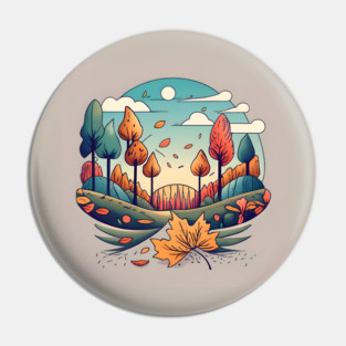 Autumn Forest Minimalistic Drawing Pin