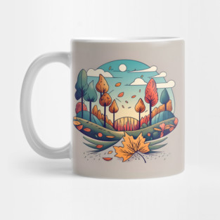 Autumn Forest Minimalistic Drawing Mug