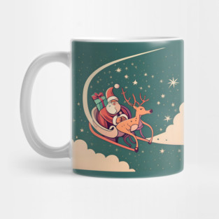 Santa Claus in Sleigh Minimalistic Drawing Mug