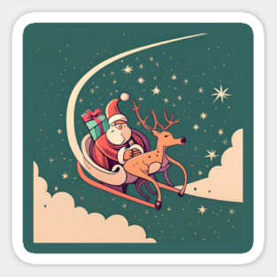 Santa Claus in Sleigh Minimalistic Drawing Sticker