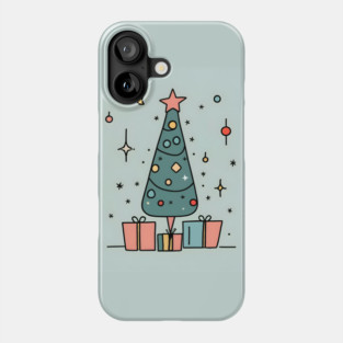Christmas Tree Minimalistic Drawing Phone Case