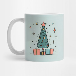 Christmas Tree Minimalistic Drawing Mug