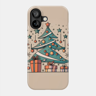 Modern Christmas Tree Minimalistic Drawing Phone Case
