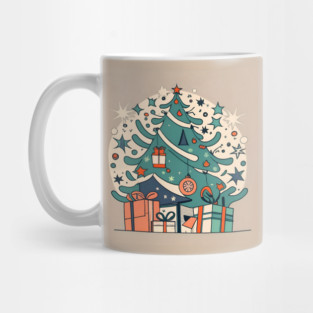 Modern Christmas Tree Minimalistic Drawing Mug