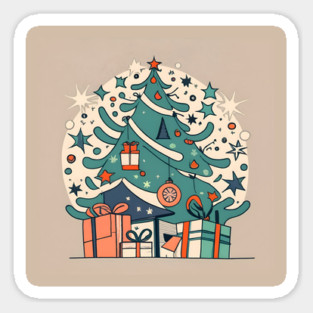 Modern Christmas Tree Minimalistic Drawing Sticker