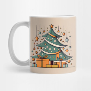 Modern Christmas Tree Minimalistic Drawing Mug
