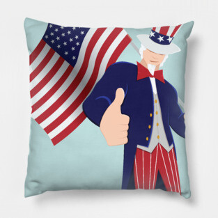 Uncle Sam With Flag Pillow