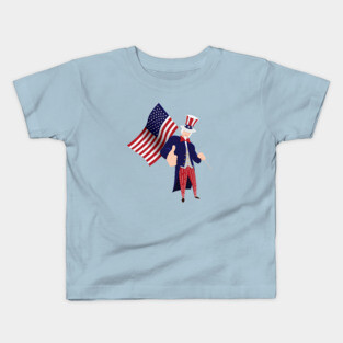 Uncle Sam With Flag Kids T-Shirt