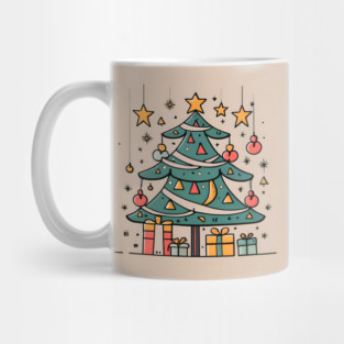 Modern Christmas Tree Minimalistic Drawing Mug