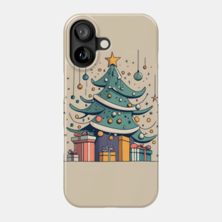 Modern Christmas Tree Minimalistic Drawing Phone Case