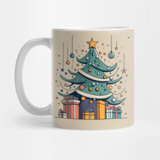 Modern Christmas Tree Minimalistic Drawing Mug
