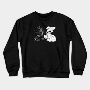 Black And White Betta Fish / Strongest Sorcerer Anime Inspired / Siamese Fighting Fish Anime / SatoSugu Crewneck Sweatshirt