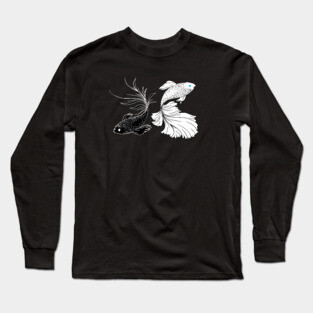 Black And White Betta Fish / Strongest Sorcerer Anime Inspired / Siamese Fighting Fish Anime / SatoSugu Long Sleeve T-Shirt