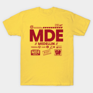 Vintage Medellin MDE Airport Code Travel Day Retro Travel Tag B T-Shirt