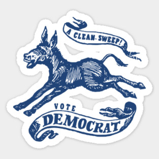 Retro Democrat Shirt A Clean Sweep! Vote Democrat 1968 Vintage Political Campaign Button Sticker
