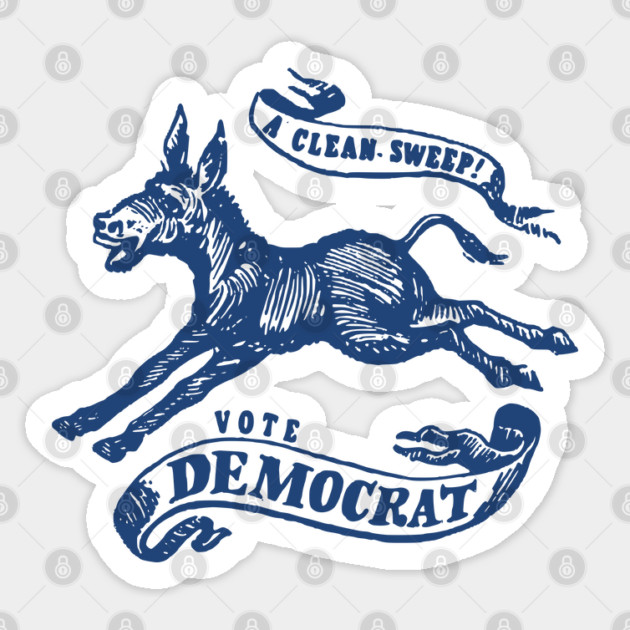 Retro Democrat Shirt A Clean Sweep! Vote Democrat 1968 Vintage Political Campaign Button Sticker by Yesteeyear