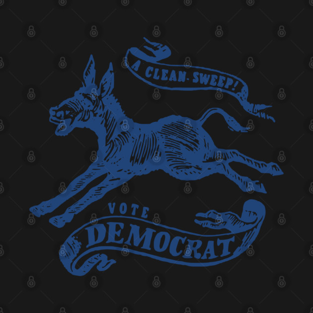Retro Democrat Shirt A Clean Sweep! Vote Democrat 1968 Vintage Political Campaign Button by Yesteeyear