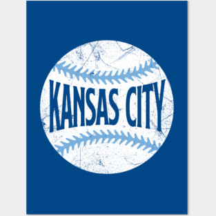 Kansas City Retro Baseball - Blue Posters and Art