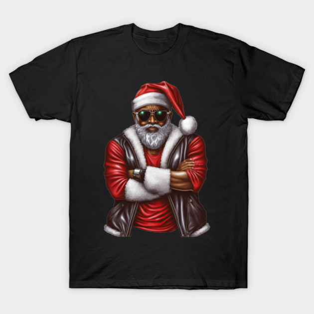 Cool Black Santa, African American Santa T-Shirt by UrbanLifeApparel